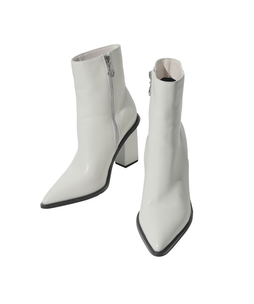 EIMY ISTOIRE（エイミーイストワール）の「スクエアヒールショートブーツ（ブーツ・レディース・ホワイト/ブラック・MEDIUM/LARGE/SMALL）」の5枚目の写真