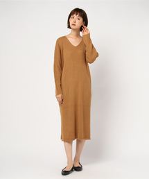 WEGO VINTAGE/リブVネックスリットワンピース