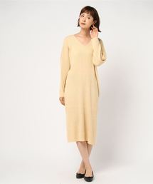WEGO VINTAGE/リブVネックスリットワンピース