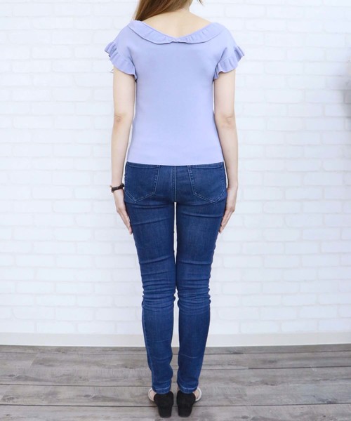 HER CLOSET(ハークローゼット)の「【HERCLOSET】フリル袖Vネックノースリニット(ニット/セーター・レディース・ブラック/ネイビー/アイボリー/グリーン系その他/ピンク系その他/グレイッシュブルー・M)」の19枚目の写真