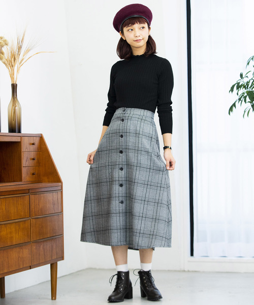 WEGO（ウィゴー）の「WEGO/チェック前ボタンミドルスカート（スカート・レディース・ブラック系その他2/グレー系その他2・FREE）」の11枚目の写真