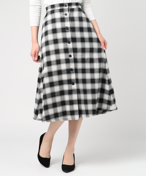 WEGO（ウィゴー）の「WEGO/チェック前ボタンミドルスカート（スカート・レディース・ブラック系その他2/グレー系その他2・FREE）」の13枚目の写真