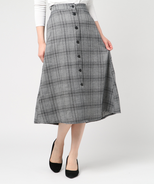 WEGO（ウィゴー）の「WEGO/チェック前ボタンミドルスカート（スカート・レディース・ブラック系その他2/グレー系その他2・FREE）」の14枚目の写真