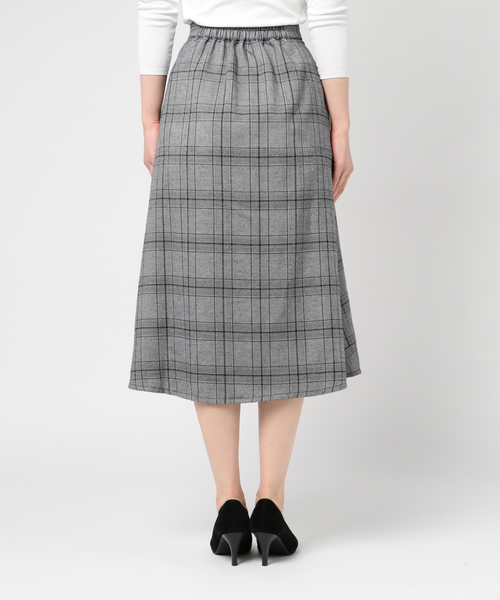 WEGO（ウィゴー）の「WEGO/チェック前ボタンミドルスカート（スカート・レディース・ブラック系その他2/グレー系その他2・FREE）」の4枚目の写真