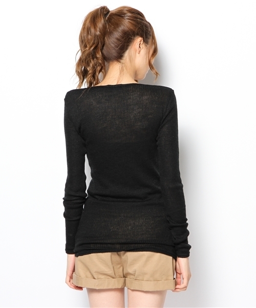 goa(ゴア)の「アンゴラミックステレコロンTチュニック(Tシャツ/カットソー・レディース・ブラック/グレー/ベージュ/カーキ/ネイビー/キャメル/オレンジ・FREE)」の10枚目の写真