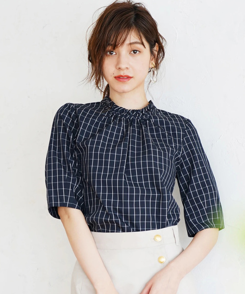 Yecca Vecca イェッカヴェッカ の フリル衿チェック柄ブラウス シャツ ブラウス Wear