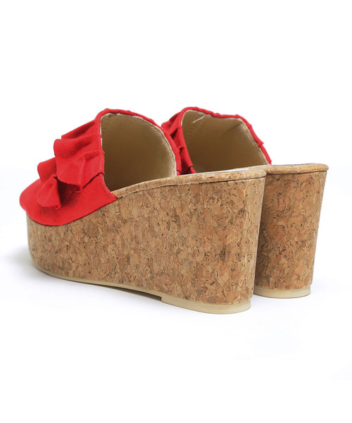 VIVIAN(ヴィヴィアン)の「フリルアッパー本コルク巻きウェッジヒールサンダル(サンダル・レディース・シルバー/ダークインディゴブルー/ワインレッド/ホワイト系その他6/ブラック系その他3/グレー系その他3/ブルー系その他3/イエロー系その他3/オレンジ系その他3・S/M/L)」の18枚目の写真