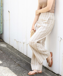 coca（coca） | マルチストライプ麻混ワイドパンツ(その他パンツ)