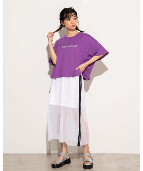 WEGO（ウィゴー）の「WEGO/ワイドルーズロゴプリントTシャツ（Tシャツ/カットソー・レディース・ホワイト/ベージュ/イエロー/パープル/ホワイト系その他/スミクロ・FREE）」の20枚目の写真