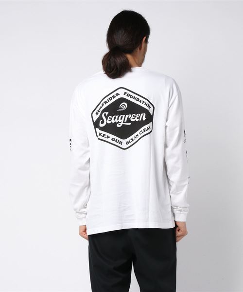 SEAGREEN（シーグリーン）の「SEAGREEN(シーグリーン)×SURFRIDER L/Ｓ2 カットソー（Tシャツ/カットソー・メンズ・ホワイト/チャコールグレー・1/2/3）」の4枚目の写真