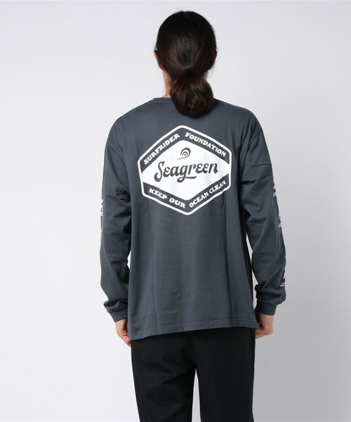 SEAGREEN（シーグリーン）の「SEAGREEN(シーグリーン)×SURFRIDER L/Ｓ2 カットソー（Tシャツ/カットソー・メンズ・ホワイト/チャコールグレー・1/2/3）」の3枚目の写真