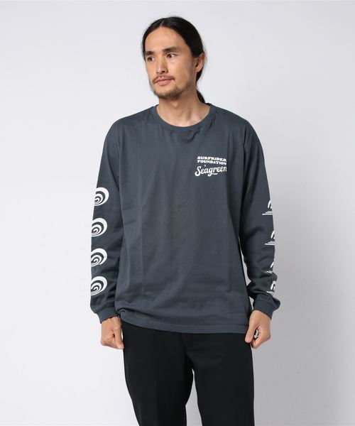 SEAGREEN（シーグリーン）の「SEAGREEN(シーグリーン)×SURFRIDER L/Ｓ2 カットソー（Tシャツ/カットソー・メンズ・ホワイト/チャコールグレー・1/2/3）」の6枚目の写真