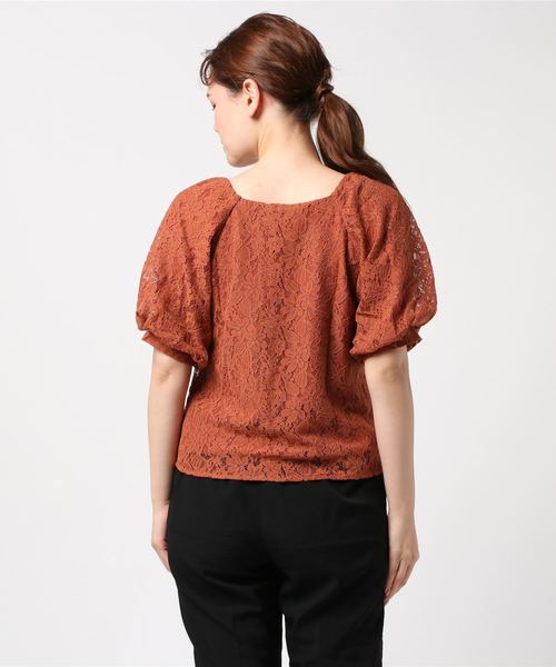 WEGO(ウィゴー)の「WEGO/スクエアネックレースブラウス(シャツ/ブラウス・レディース・ブラック/ダークオレンジ・FREE)」の3枚目の写真
