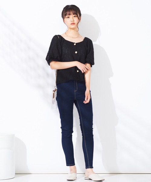 WEGO(ウィゴー)の「WEGO/スクエアネックレースブラウス(シャツ/ブラウス・レディース・ブラック/ダークオレンジ・FREE)」の12枚目の写真