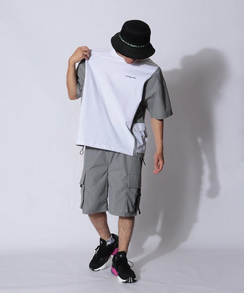 VISION STREET WEAR(ヴィジョンストリートウェア)の「VISION STREET WEAR 上下2点セットアップ サイド切替半袖Tシャツ&ナイロンカーゴショーツ SETUP(Tシャツ/カットソー・メンズ・ブラック/オフホワイト/ベージュ/ホワイト系その他・M/L/LL)」の8枚目の写真