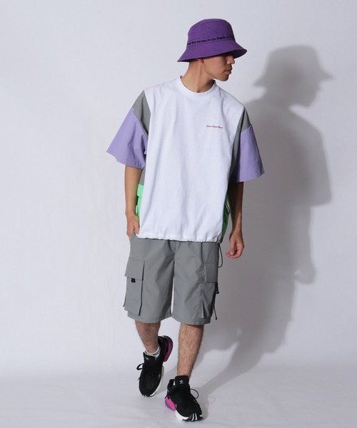 VISION STREET WEAR(ヴィジョンストリートウェア)の「VISION STREET WEAR 上下2点セットアップ サイド切替半袖Tシャツ&ナイロンカーゴショーツ SETUP(Tシャツ/カットソー・メンズ・ブラック/オフホワイト/ベージュ/ホワイト系その他・M/L/LL)」の9枚目の写真