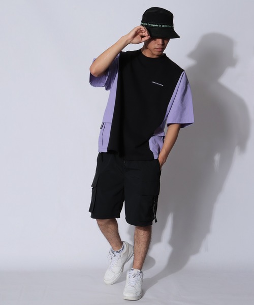 VISION STREET WEAR(ヴィジョンストリートウェア)の「VISION STREET WEAR 上下2点セットアップ サイド切替半袖Tシャツ&ナイロンカーゴショーツ SETUP(Tシャツ/カットソー・メンズ・ブラック/オフホワイト/ベージュ/ホワイト系その他・M/L/LL)」の16枚目の写真