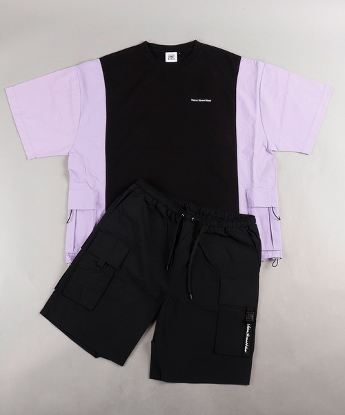 VISION STREET WEAR(ヴィジョンストリートウェア)の「VISION STREET WEAR 上下2点セットアップ サイド切替半袖Tシャツ&ナイロンカーゴショーツ SETUP(Tシャツ/カットソー・メンズ・ブラック/オフホワイト/ベージュ/ホワイト系その他・M/L/LL)」の13枚目の写真