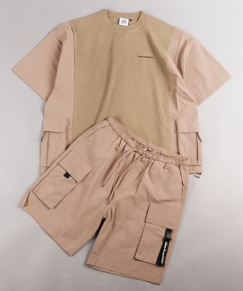 VISION STREET WEAR(ヴィジョンストリートウェア)の「VISION STREET WEAR 上下2点セットアップ サイド切替半袖Tシャツ&ナイロンカーゴショーツ SETUP(Tシャツ/カットソー・メンズ・ブラック/オフホワイト/ベージュ/ホワイト系その他・M/L/LL)」の17枚目の写真