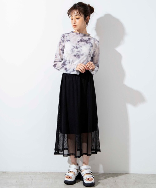WEGO(ウィゴー)の「WEGO/タイダイシースルーTシャツ(Tシャツ/カットソー・レディース・グレー・FREE)」の3枚目の写真