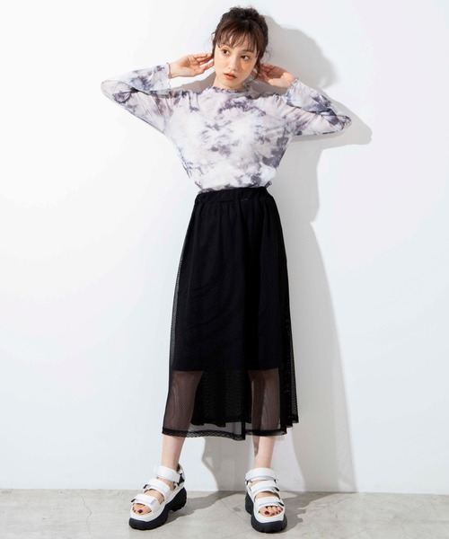 WEGO(ウィゴー)の「WEGO/タイダイシースルーTシャツ(Tシャツ/カットソー・レディース・グレー・FREE)」の4枚目の写真