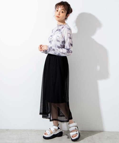 WEGO(ウィゴー)の「WEGO/タイダイシースルーTシャツ(Tシャツ/カットソー・レディース・グレー・FREE)」の5枚目の写真