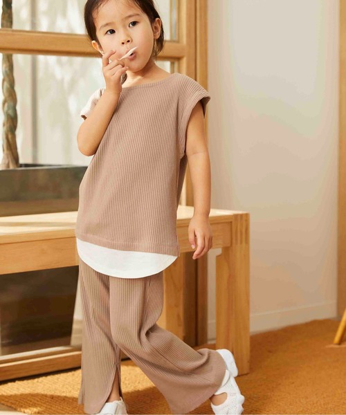 ＆yam（アンドヤム）の「スソスリットリブパンツ（その他パンツ・キッズ・ホワイト/ブラック/ベージュ/ピンク/ブラウン・100/120/140/110/130/90/150/160）」の4枚目の写真