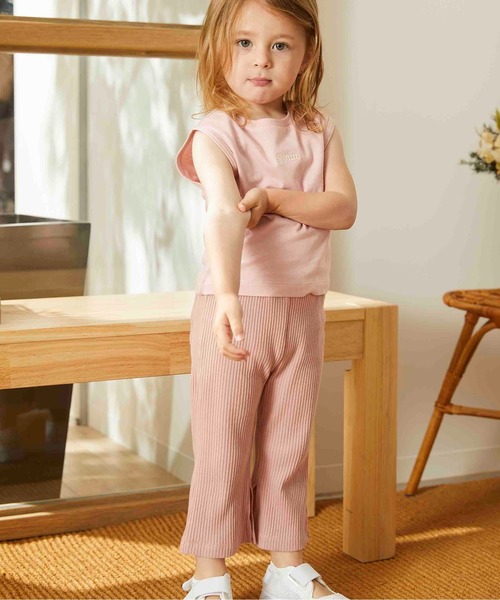 ＆yam（アンドヤム）の「スソスリットリブパンツ（その他パンツ・キッズ・ホワイト/ブラック/ベージュ/ピンク/ブラウン・100/120/140/110/130/90/150/160）」の10枚目の写真