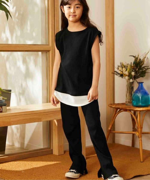 ＆yam（アンドヤム）の「スソスリットリブパンツ（その他パンツ・キッズ・ホワイト/ブラック/ベージュ/ピンク/ブラウン・100/120/140/110/130/90/150/160）」の15枚目の写真