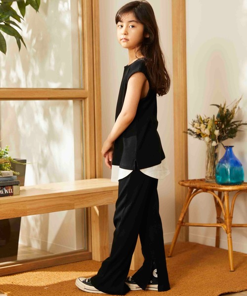 ＆yam（アンドヤム）の「スソスリットリブパンツ（その他パンツ・キッズ・ホワイト/ブラック/ベージュ/ピンク/ブラウン・100/120/140/110/130/90/150/160）」の16枚目の写真