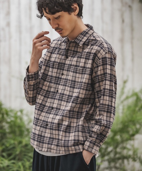 CAMBIO（カンビオ）の「ms4406-チェックシャツ（シャツ/ブラウス・メンズ・ホワイト/ブラウン/ベージュ・S/M/L）」の3枚目の写真