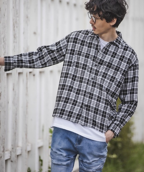 CAMBIO（カンビオ）の「ms4406-チェックシャツ（シャツ/ブラウス・メンズ・ホワイト/ブラウン/ベージュ・S/M/L）」の2枚目の写真