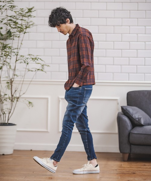 CAMBIO（カンビオ）の「ms4406-チェックシャツ（シャツ/ブラウス・メンズ・ホワイト/ブラウン/ベージュ・S/M/L）」の6枚目の写真