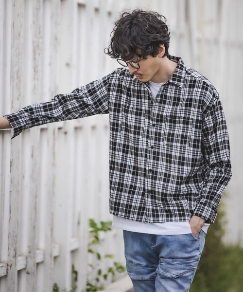 CAMBIO（カンビオ）の「ms4406-チェックシャツ（シャツ/ブラウス・メンズ・ホワイト/ブラウン/ベージュ・S/M/L）」の8枚目の写真