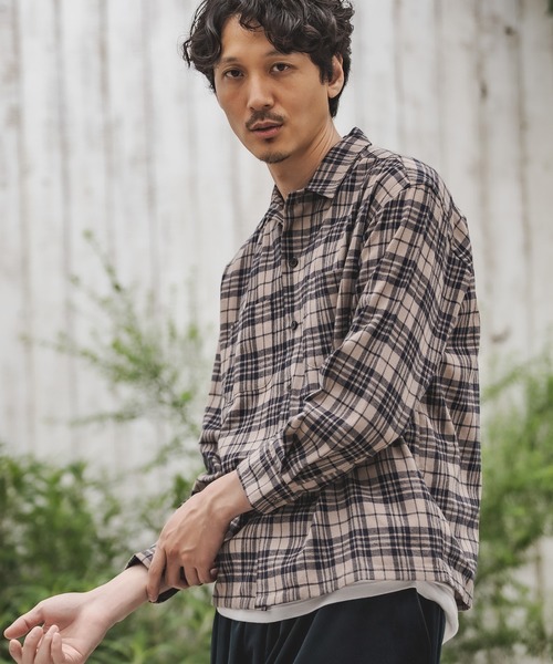 CAMBIO（カンビオ）の「ms4406-チェックシャツ（シャツ/ブラウス・メンズ・ホワイト/ブラウン/ベージュ・S/M/L）」の10枚目の写真