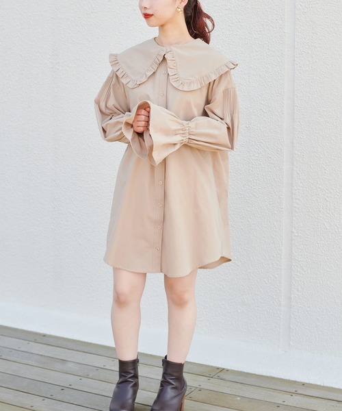 ナイスクラップ 【tulle collection】フリルチュニック ベージュ ナイスクラップ 【tulle collection】フリルチュニック ベージュ