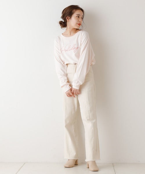 Chico(チコ)の「HolidayロゴロンT(Tシャツ/カットソー・レディース・ライトベージュ/オフホワイト/ピンク/ブラック・FREE)」の7枚目の写真