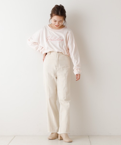 Chico(チコ)の「HolidayロゴロンT(Tシャツ/カットソー・レディース・ライトベージュ/オフホワイト/ピンク/ブラック・FREE)」の8枚目の写真