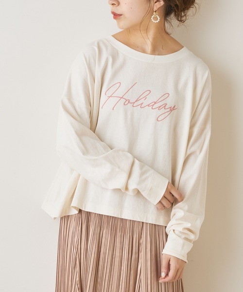 Chico(チコ)の「HolidayロゴロンT(Tシャツ/カットソー・レディース・ライトベージュ/オフホワイト/ピンク/ブラック・FREE)」の13枚目の写真