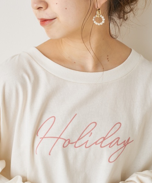 Chico(チコ)の「HolidayロゴロンT(Tシャツ/カットソー・レディース・ライトベージュ/オフホワイト/ピンク/ブラック・FREE)」の16枚目の写真