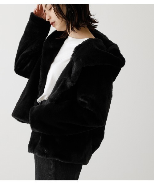 FLUFFY HOODIE SHORT COAT/フラッフィーフーディショートコート