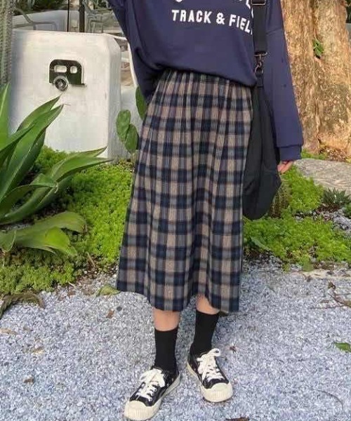 Girly Doll（ガーリードール）の「カラーチェックプリーツスカート（スカート・レディース・イエロー/グリーン/ネイビー/ブラウン・M/L）」の4枚目の写真