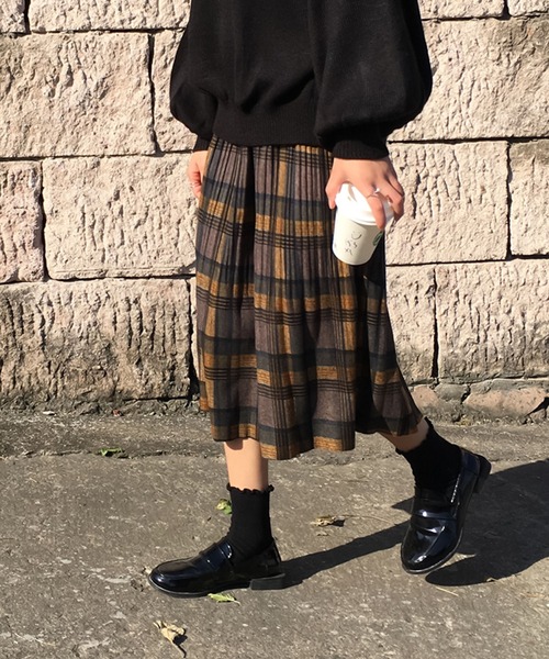 Girly Doll（ガーリードール）の「カラーチェックプリーツスカート（スカート・レディース・イエロー/グリーン/ネイビー/ブラウン・M/L）」の16枚目の写真
