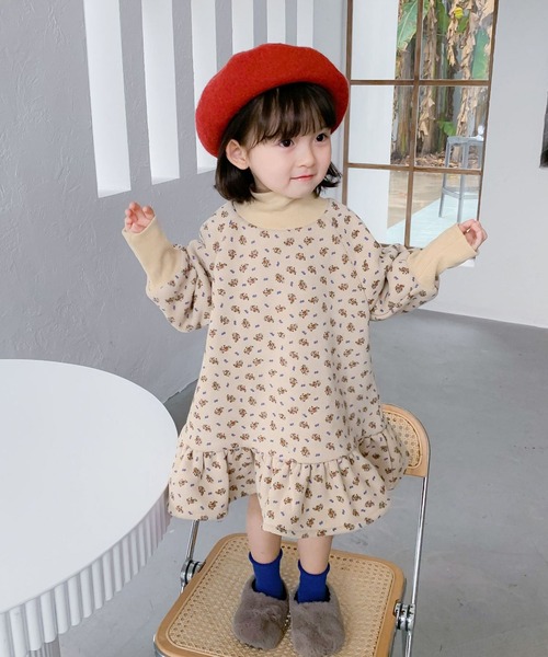 Aimoha アイモハ の Aimoha Kids 新作 秋冬 韓国子供服 かわいい花柄スウェットワンピース 裏フリース ワンピース Wear