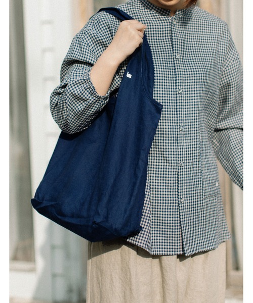 chanvre nop de nod(シャンブルノップドゥノッド)の「chanvre レジ袋・エコバッグ(エコバッグ/サブバッグ・レディース・ブラック/オフホワイト/ブルー/ダークブルー/スミクロ/キナリ・8)」の10枚目の写真
