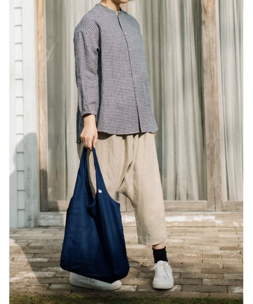 chanvre nop de nod(シャンブルノップドゥノッド)の「chanvre レジ袋・エコバッグ(エコバッグ/サブバッグ・レディース・ブラック/オフホワイト/ブルー/ダークブルー/スミクロ/キナリ・8)」の9枚目の写真