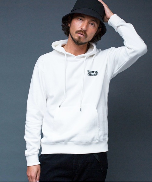 Magine（マージン）の「"ULTIMATE GARMENTS"SWEAT PARKA:裏毛裏起毛 刺繍入り スウェット パーカ（パーカー・メンズ・ホワイト/ブラック/グレー/オリーブ・44/46/48）」の6枚目の写真