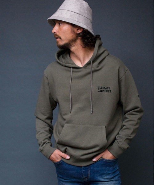 Magine（マージン）の「"ULTIMATE GARMENTS"SWEAT PARKA:裏毛裏起毛 刺繍入り スウェット パーカ（パーカー・メンズ・ホワイト/ブラック/グレー/オリーブ・44/46/48）」の14枚目の写真