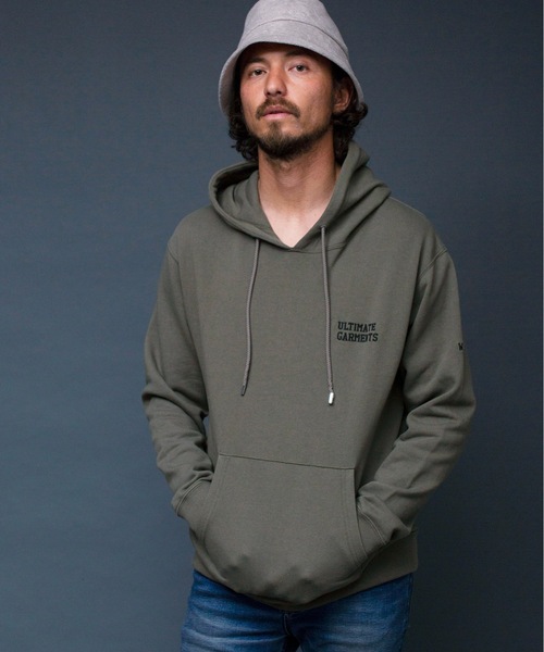 Magine（マージン）の「"ULTIMATE GARMENTS"SWEAT PARKA:裏毛裏起毛 刺繍入り スウェット パーカ（パーカー・メンズ・ホワイト/ブラック/グレー/オリーブ・44/46/48）」の16枚目の写真