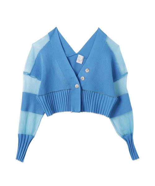 TEVALT（ヴァレット）の「シアーマルチリブ　ショート丈　ニットカーディガン（カーディガン/ボレロ・レディース・ブラック/ベージュ/ブルー/ブラウン/グレー/パープル・38）」の5枚目の写真